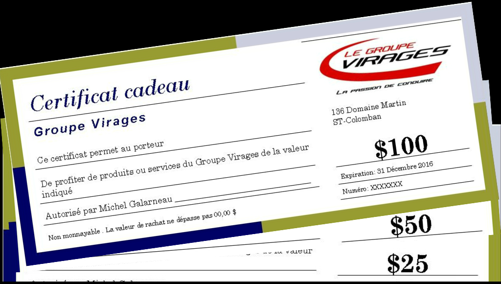 Certificats Cadeaux - 100$